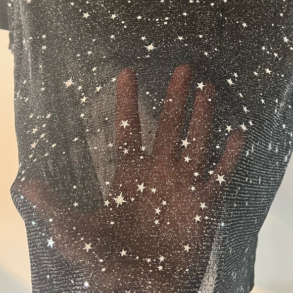 Women's Black Glitter Star Top - Picture 8 of 8